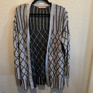 Long black and gray cardigan